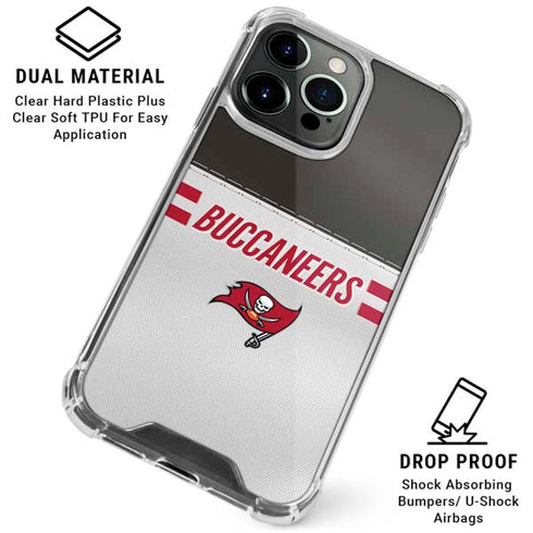 NFL Tampa Bay Buccaneers White Striped iPhone 16 Pro Clear Case
